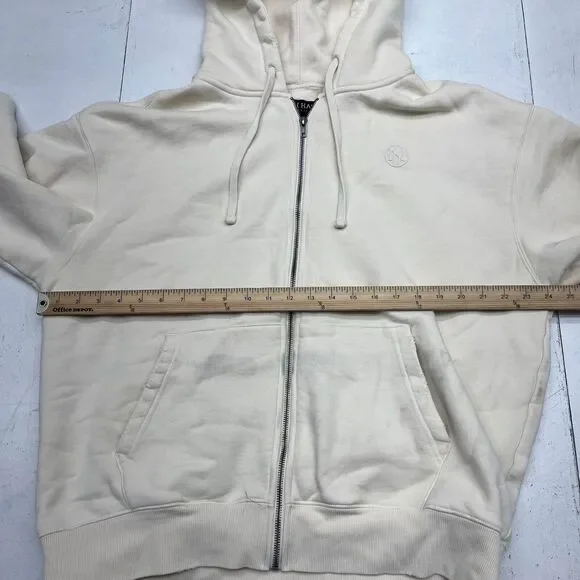 Ninth Hall Essentials Cream Distressed Zip-Up Jacket Mens Size Large NEW